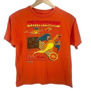 Pokemon Boys Charizard T Shirt Graphic Print Dragon Short Sleeve Orange 2XL 18
